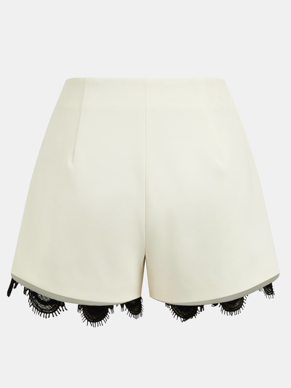 Cream Shorts with Black Lace Trim - Picture 2 of 3